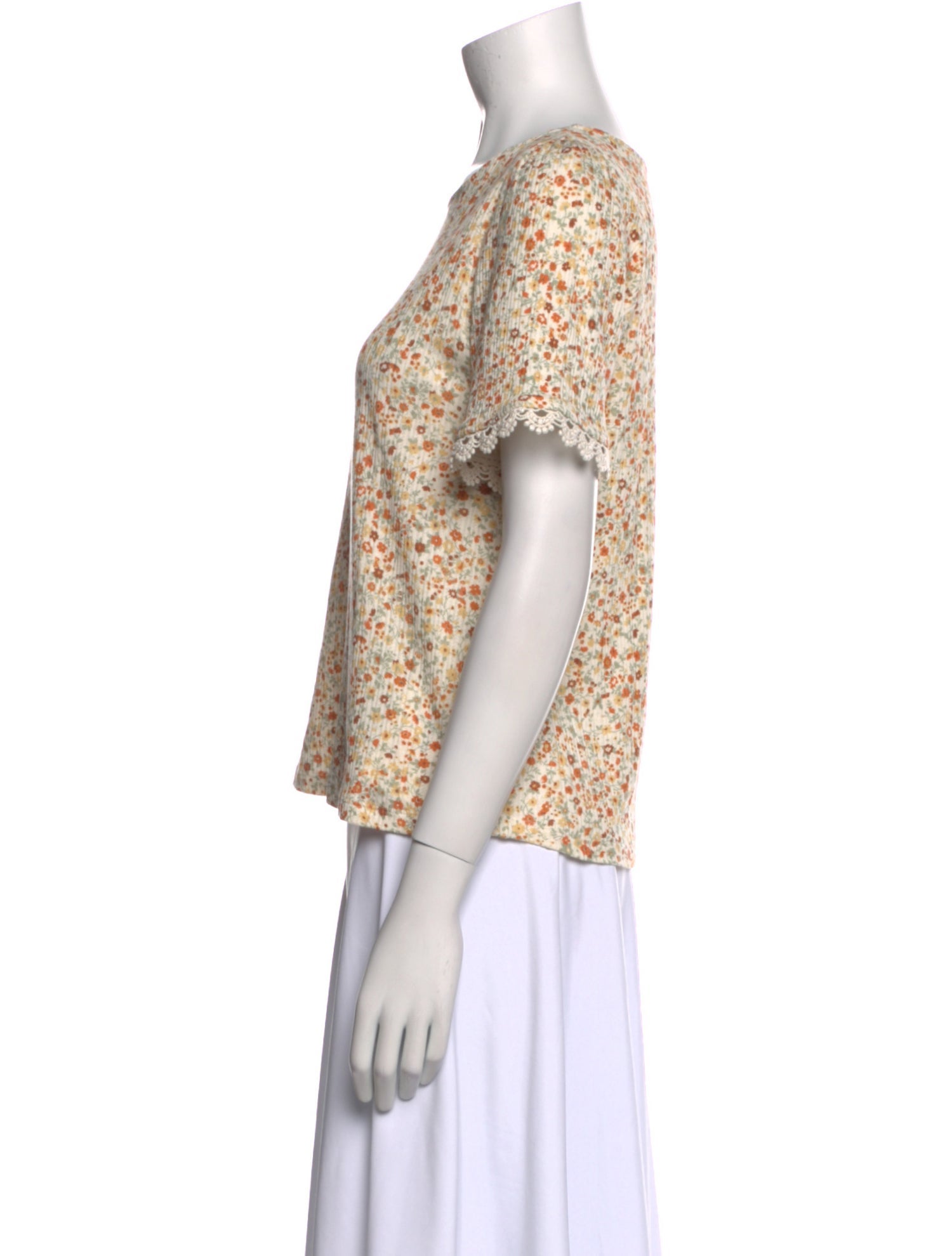 Sézane Floral Print Bateau Neckline Top