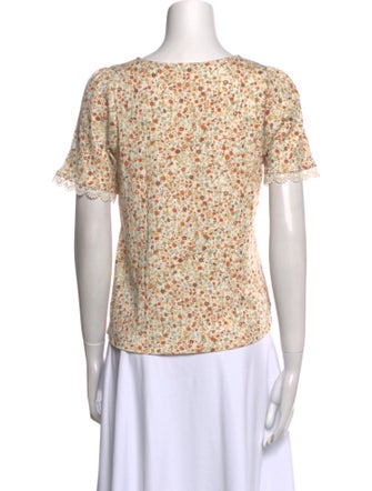 Sézane Floral Print Bateau Neckline Top