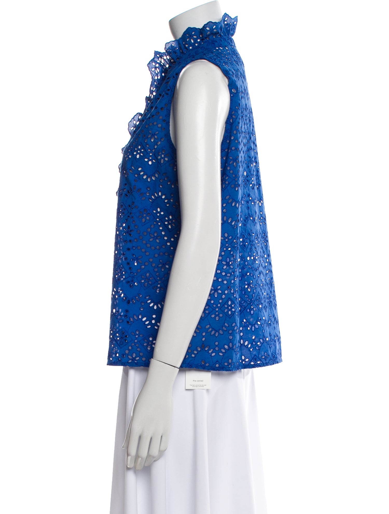 Sézane Lace Pattern Mock Neck Blouse