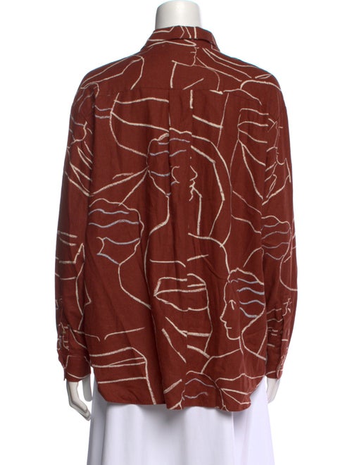 Sézane Printed Mock Neck Button-Up Top