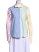 Sézane Colorblock Pattern Long Sleeve Button-Up Top