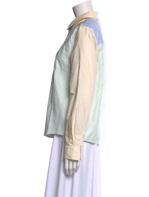 Sézane Colorblock Pattern Long Sleeve Button-Up Top