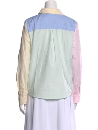 Sézane Colorblock Pattern Long Sleeve Button-Up Top