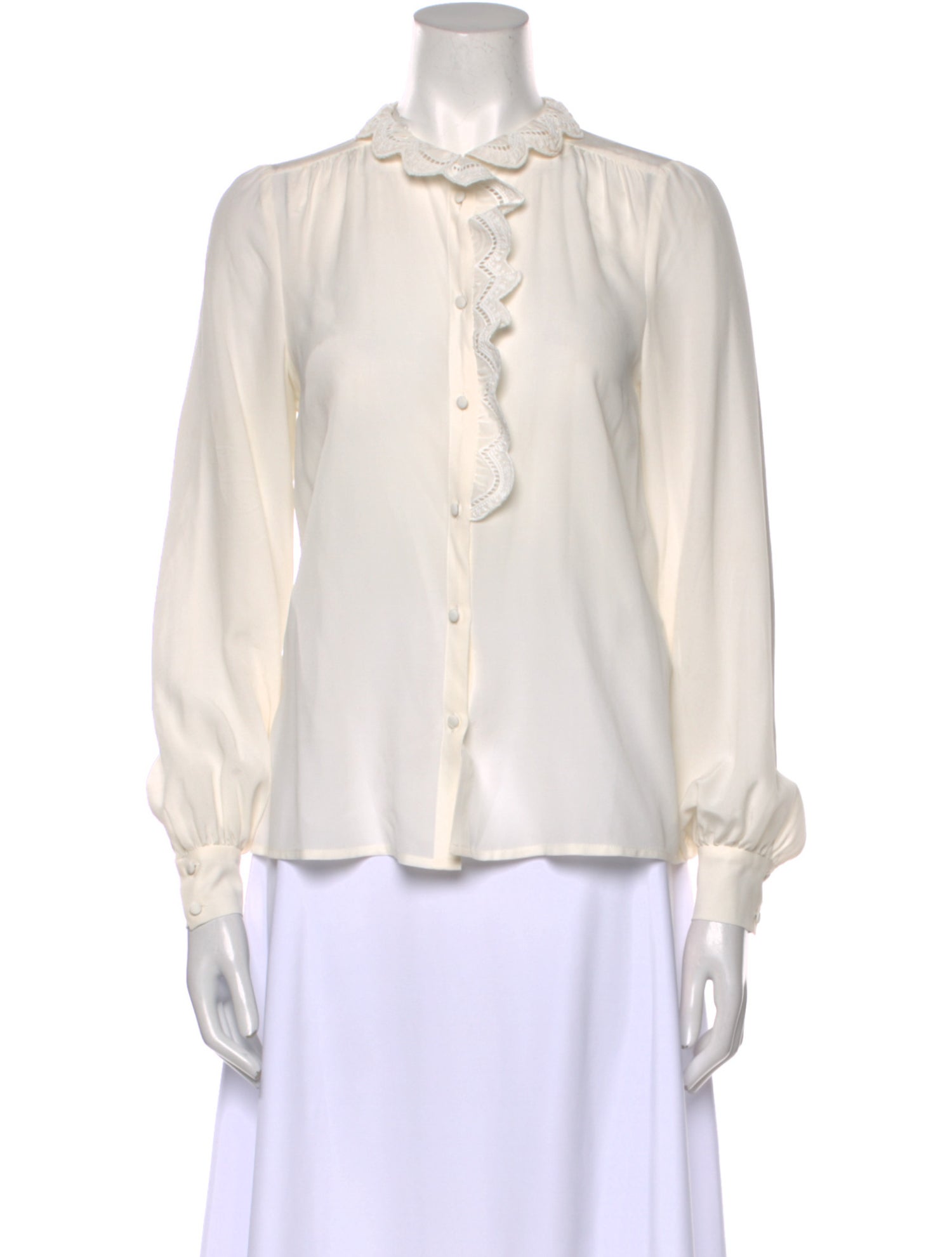 Sézane Silk Mock Neck Blouse
