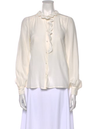 Sézane Silk Mock Neck Blouse