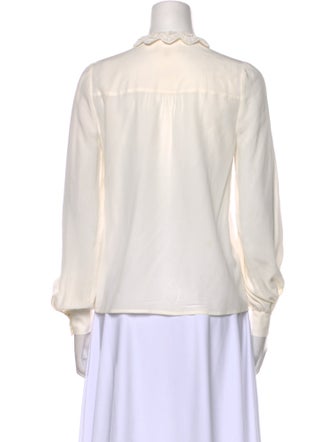 Sézane Silk Mock Neck Blouse