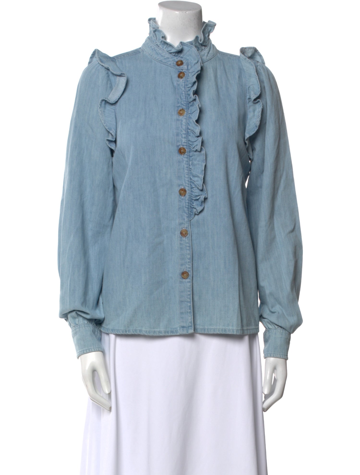 Sézane Mock Neck Long Sleeve Button-Up Top w/ Tags