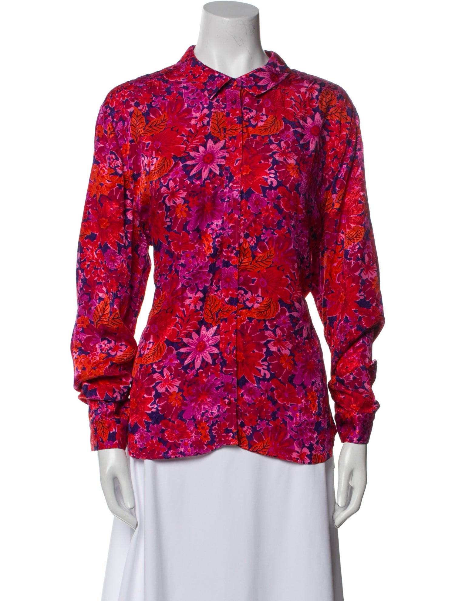Sézane Floral Print Long Sleeve Button-Up Top