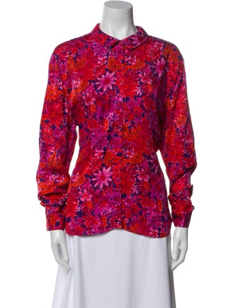 Sézane Floral Print Long Sleeve Button-Up Top