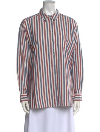 Sézane Striped Long Sleeve Button-Up Top