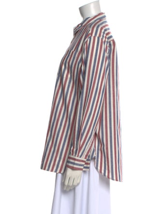 Sézane Striped Long Sleeve Button-Up Top