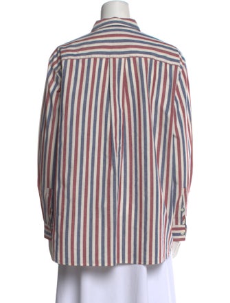 Sézane Striped Long Sleeve Button-Up Top