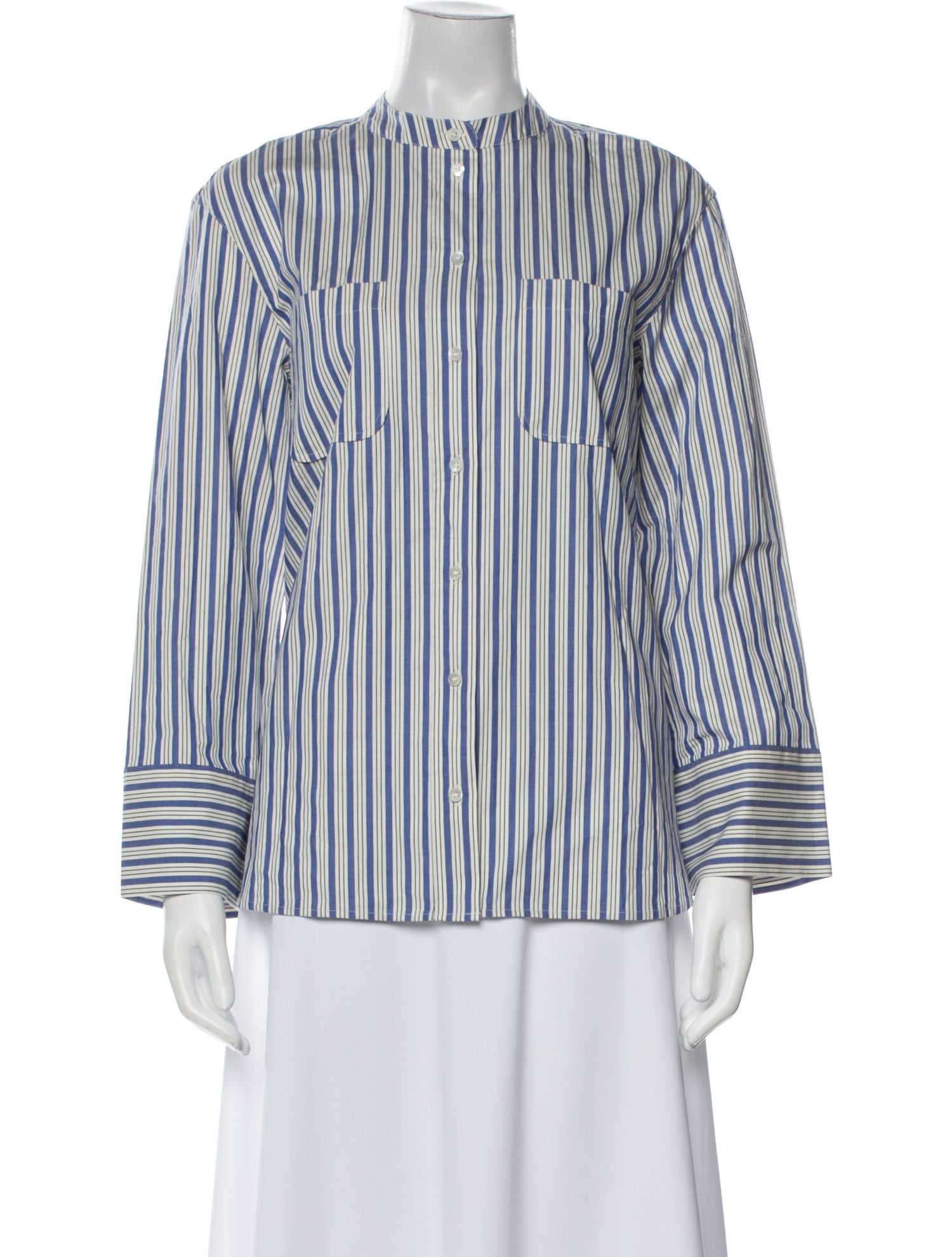 Sézane Striped Mock Neck Blouse