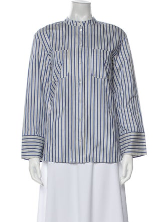 Sézane Striped Mock Neck Blouse