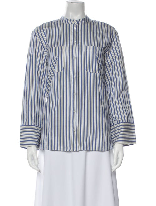 Sézane Striped Mock Neck Blouse