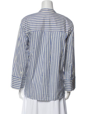Sézane Striped Mock Neck Blouse