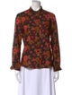 Sézane Floral Print Long Sleeve Button-Up Top