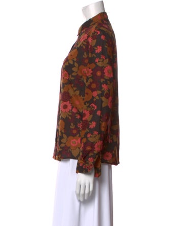 Sézane Floral Print Long Sleeve Button-Up Top