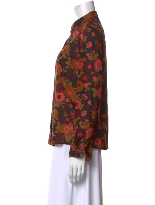 Sézane Floral Print Long Sleeve Button-Up Top