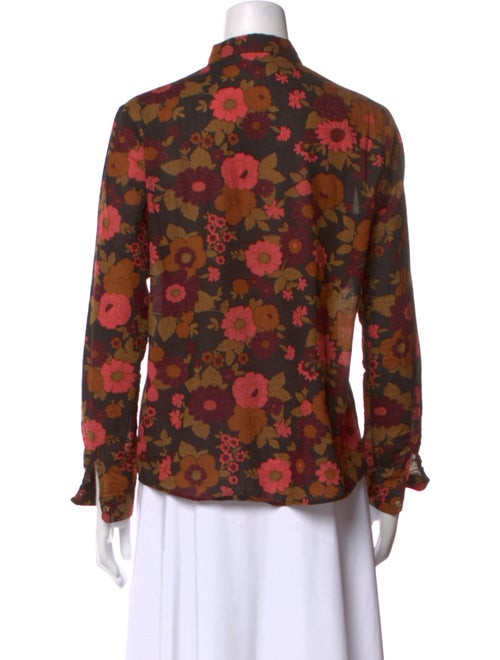 Sézane Floral Print Long Sleeve Button-Up Top