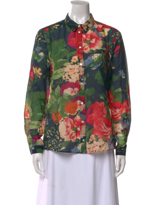 Sézane Floral Print Long Sleeve Button-Up Top