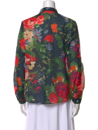 Sézane Floral Print Long Sleeve Button-Up Top