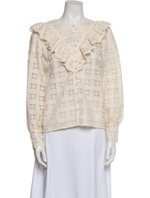 Sézane Off-The-Shoulder Long Sleeve Blouse