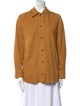 Sézane Goat Leather Long Sleeve Button-Up Top