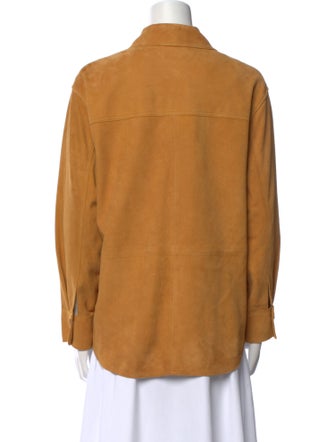Sézane Goat Leather Long Sleeve Button-Up Top