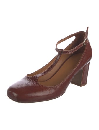 Sézane Patent Leather T-Strap Pumps