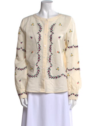 Sézane Printed Bateau Neckline Blouse