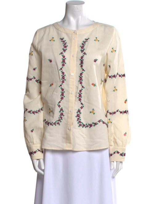 Sézane Printed Bateau Neckline Blouse