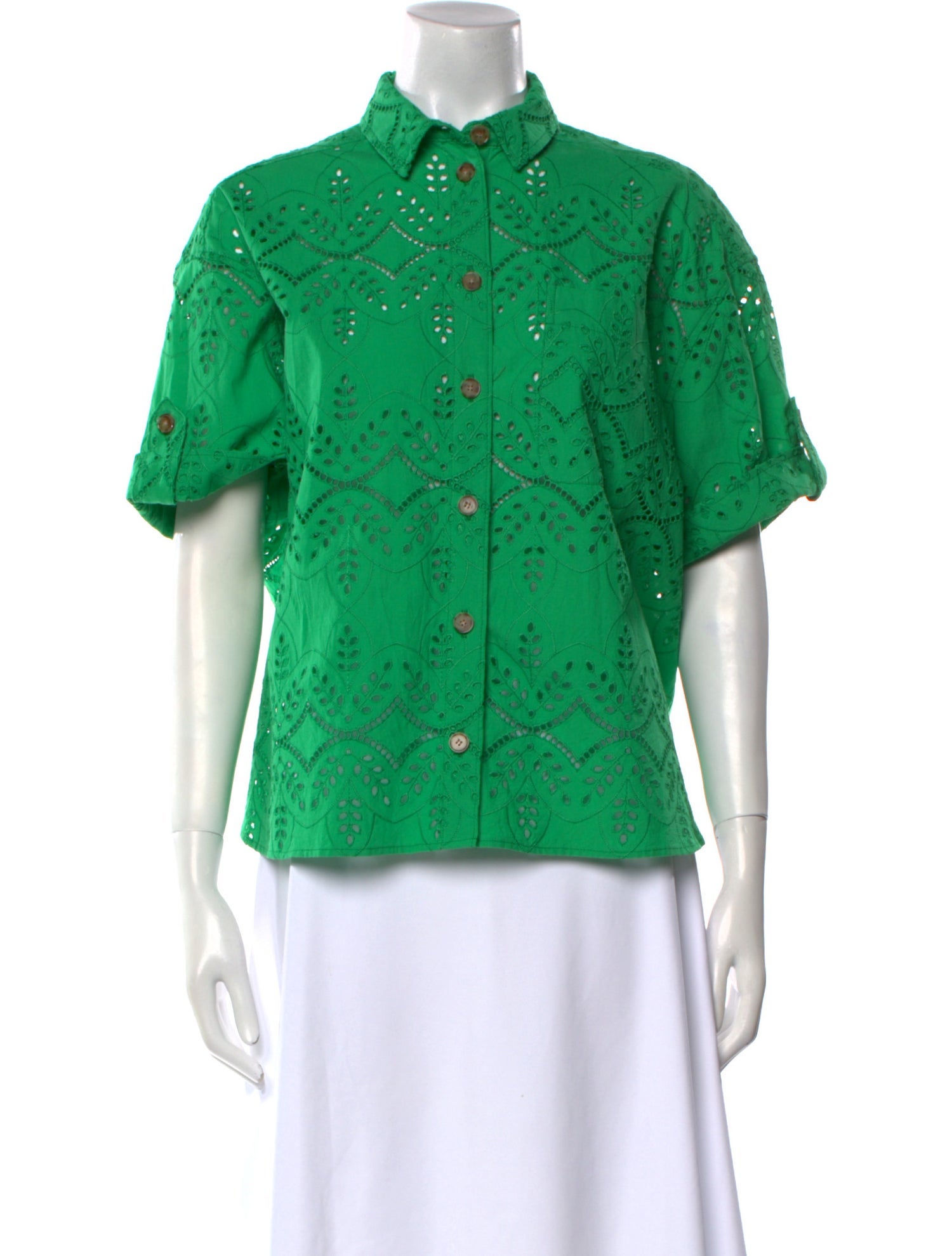 Sézane Printed Short Sleeve Button-Up Top w/ Tags