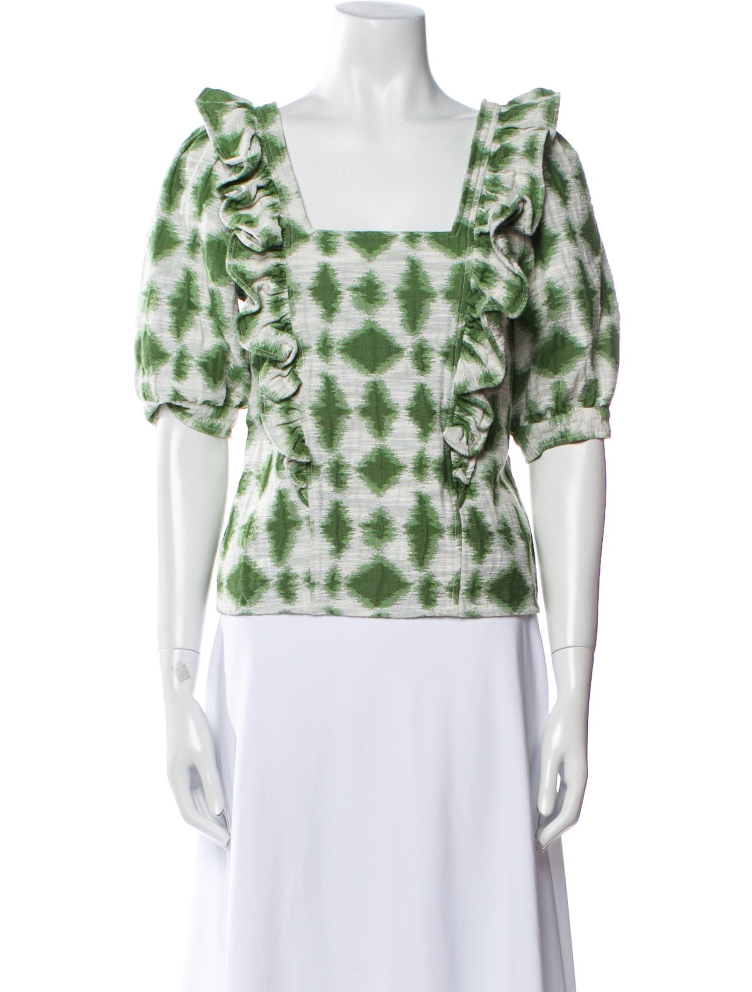 Sézane Plaid Print Square Neckline Crop Top