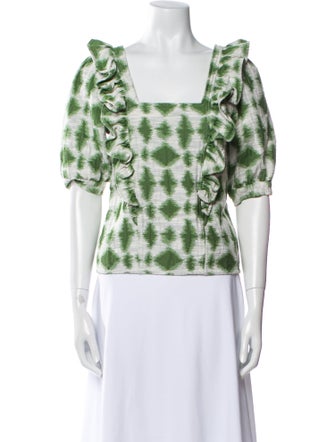 Sézane Plaid Print Square Neckline Crop Top