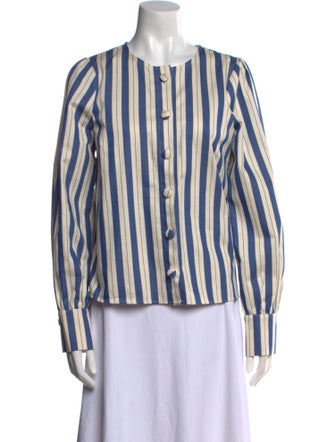 Sézane Striped Crew Neck Blouse