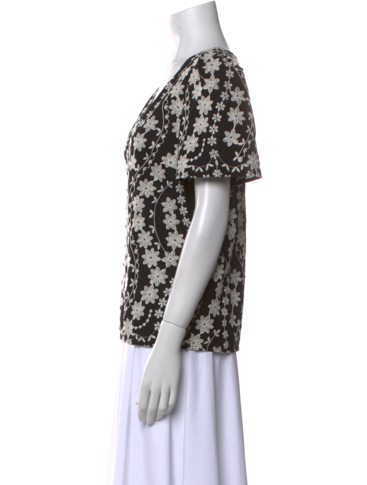 Sézane Floral Print V-Neck Blouse