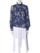 Sézane Floral Print Mock Neck Blouse