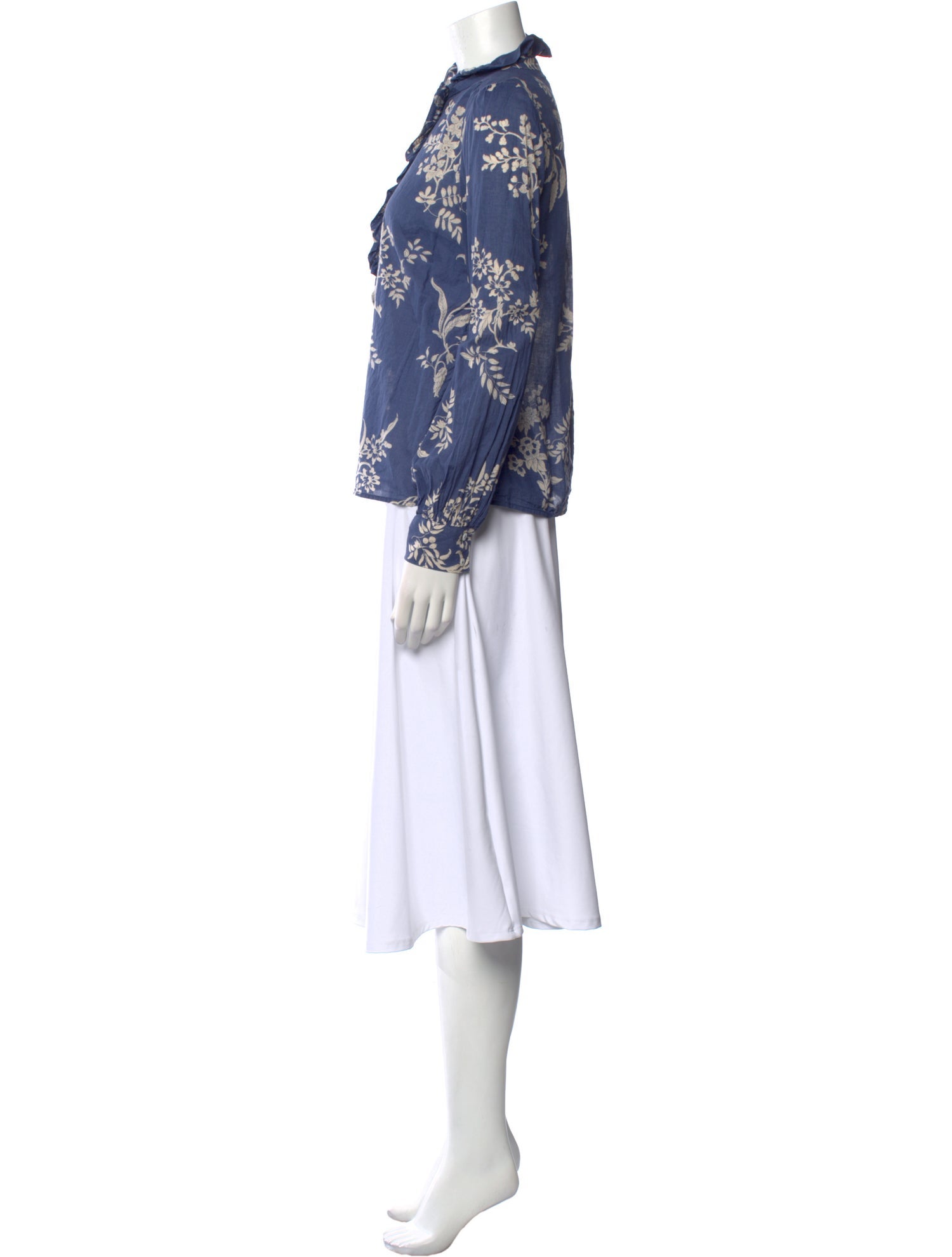 Sézane Floral Print Mock Neck Blouse