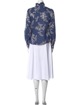 Sézane Floral Print Mock Neck Blouse