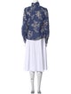 Sézane Floral Print Mock Neck Blouse