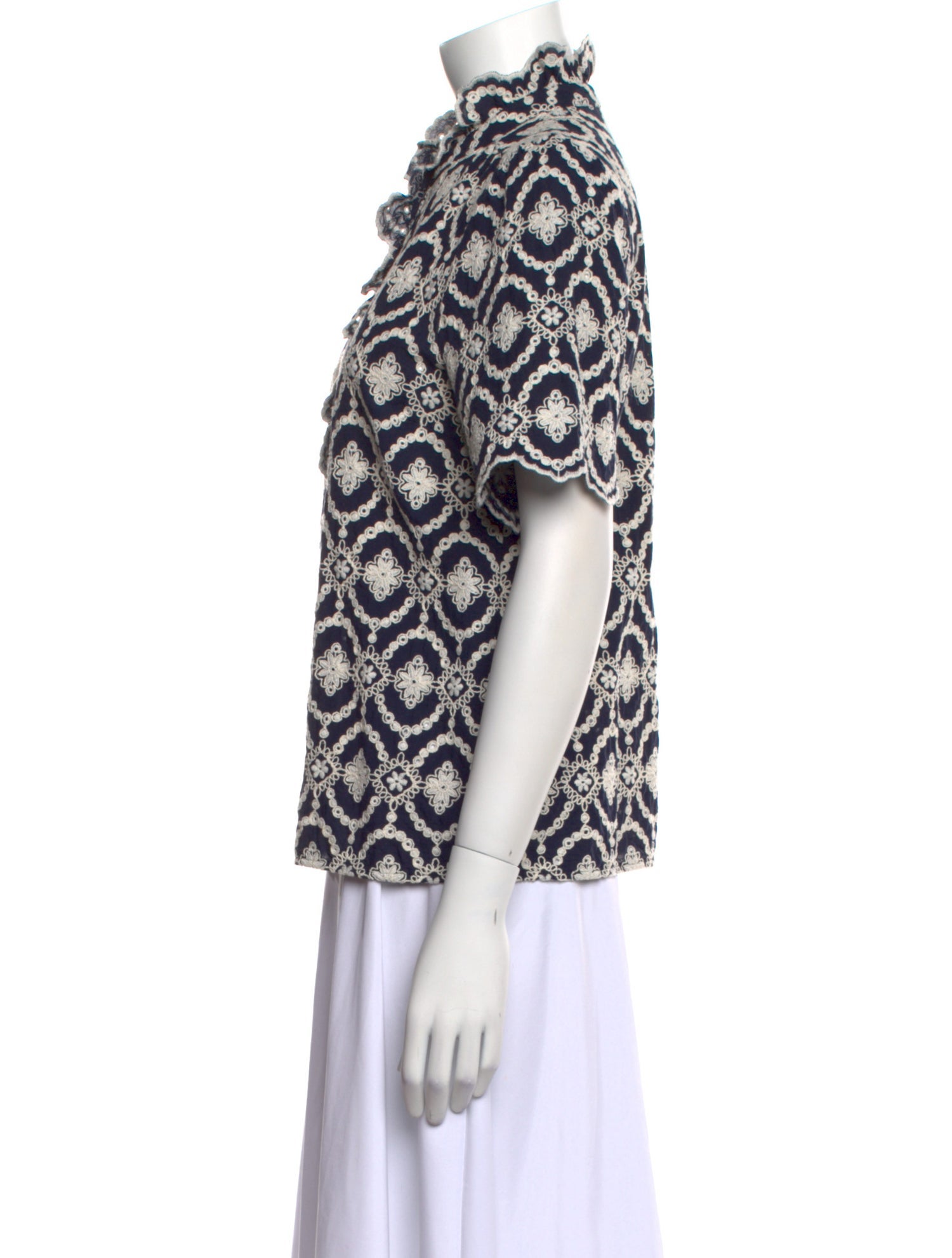 Sézane Printed Mock Neck Blouse