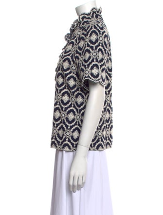 Sézane Printed Mock Neck Blouse