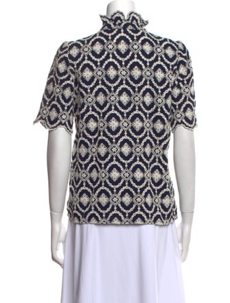 Sézane Printed Mock Neck Blouse