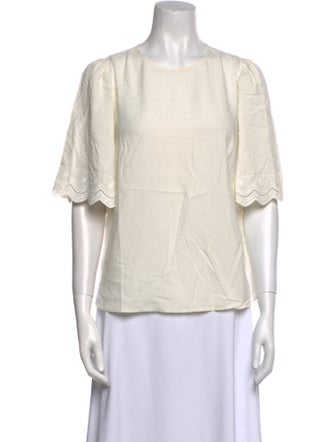 Sézane Crew Neck Short Sleeve Blouse