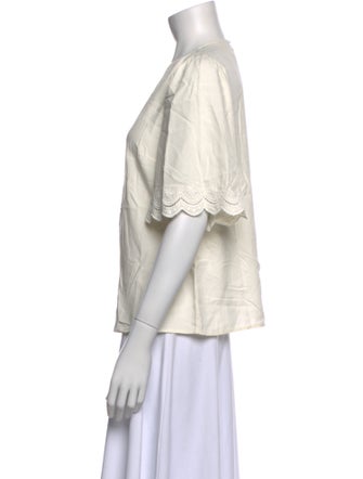 Sézane Crew Neck Short Sleeve Blouse