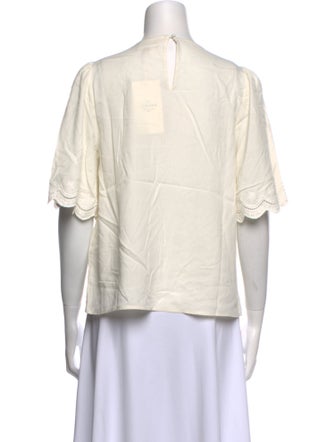 Sézane Crew Neck Short Sleeve Blouse