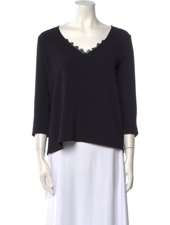 Sézane V-Neck Three-Quarter Sleeve Top