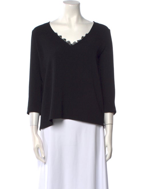 Sézane V-Neck Three-Quarter Sleeve Top