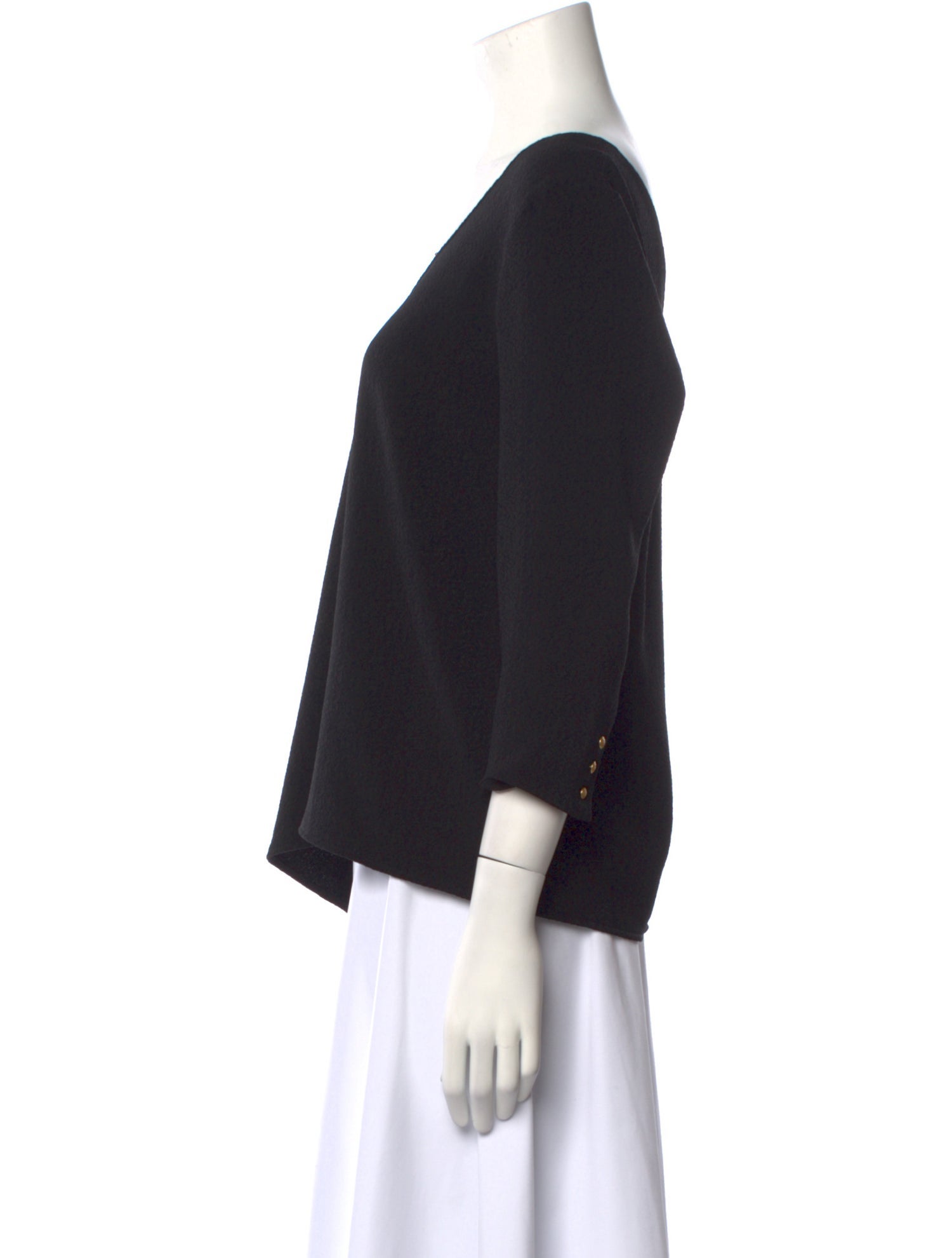 Sézane V-Neck Three-Quarter Sleeve Top